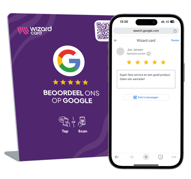 Google-review display met nfc qr