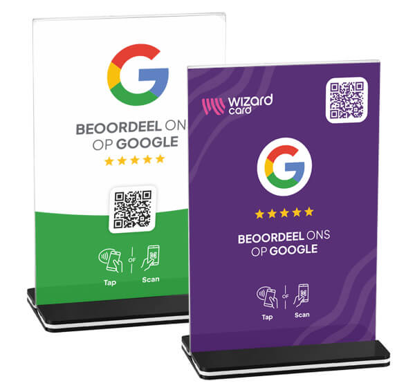 Google review display met zwarte voet