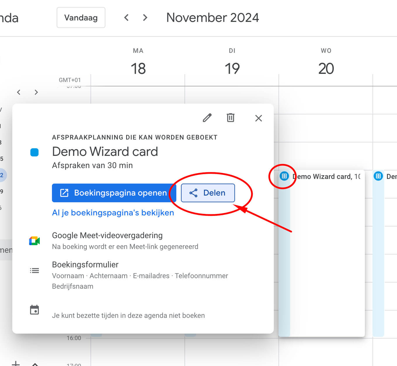 Google agenda delen