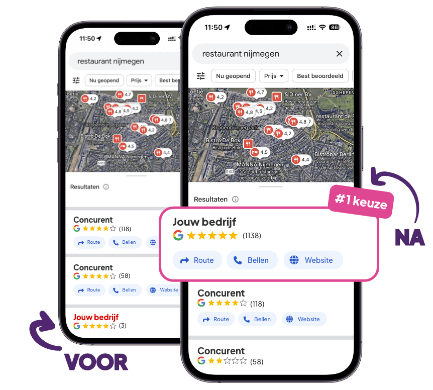 Google review kaart boost verschil