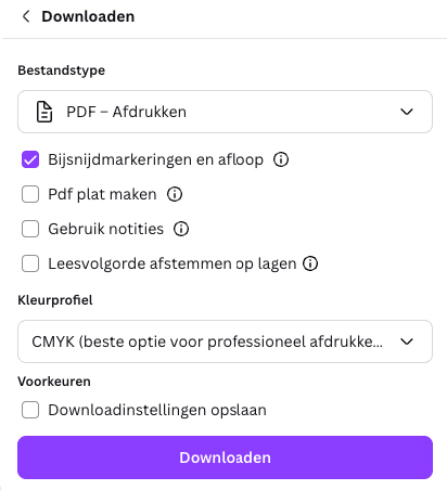 pdf exporteren Canva