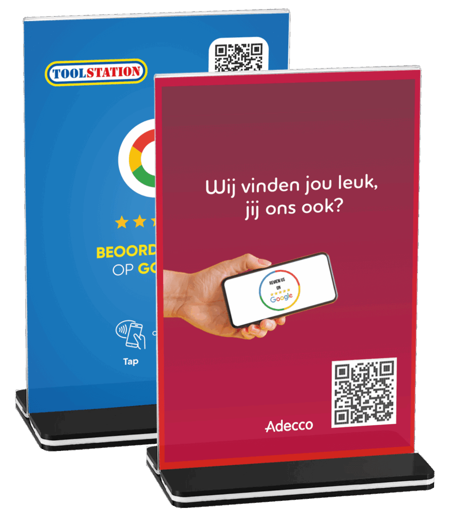 A6 Google review display voorbeelden wcard