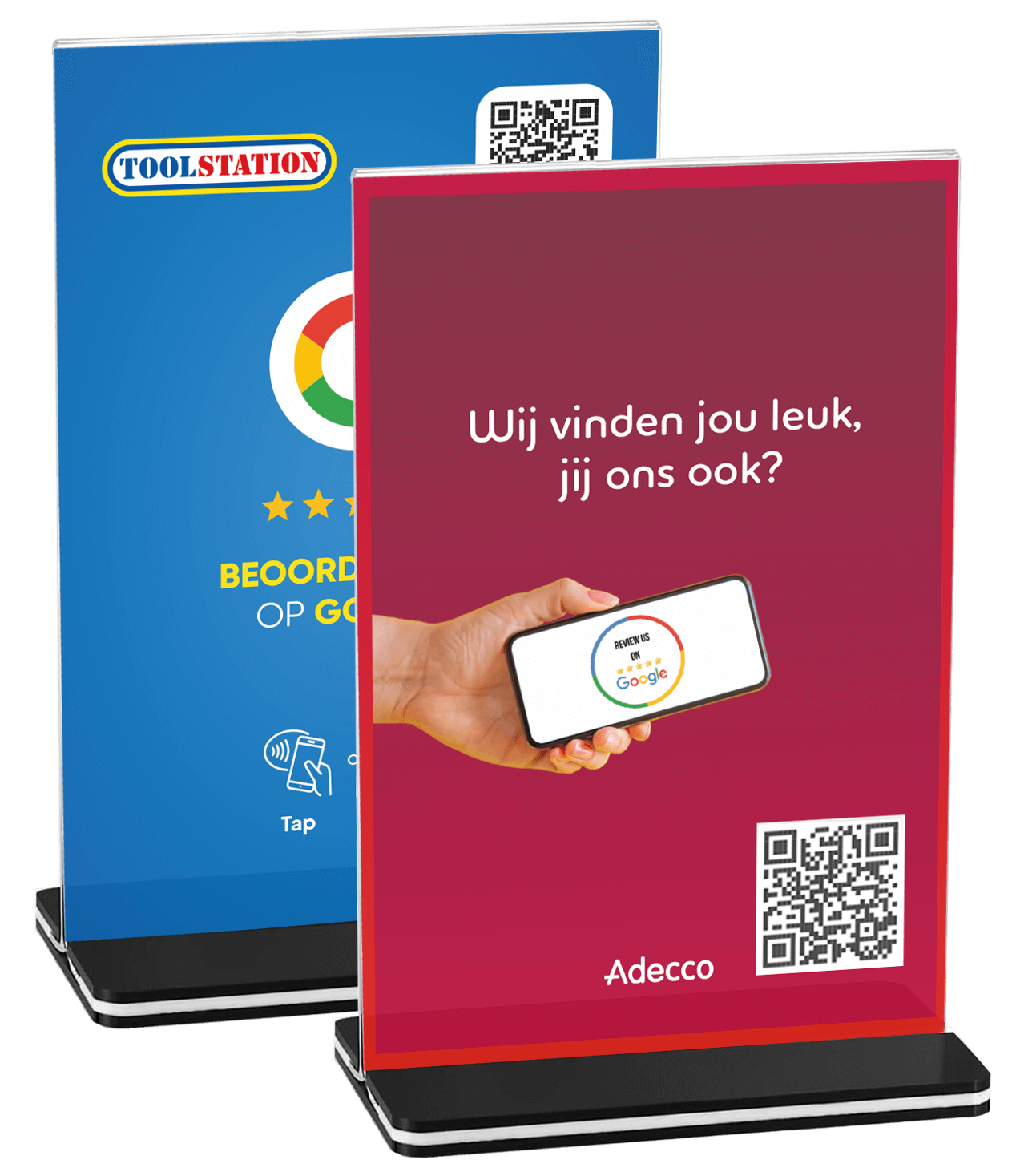 A6 Google review display voorbeelden wcard