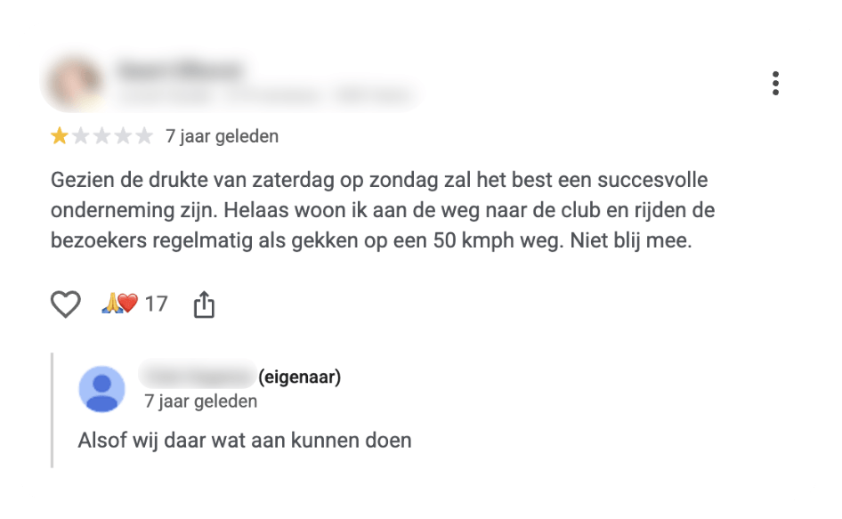 Google review - niet blij