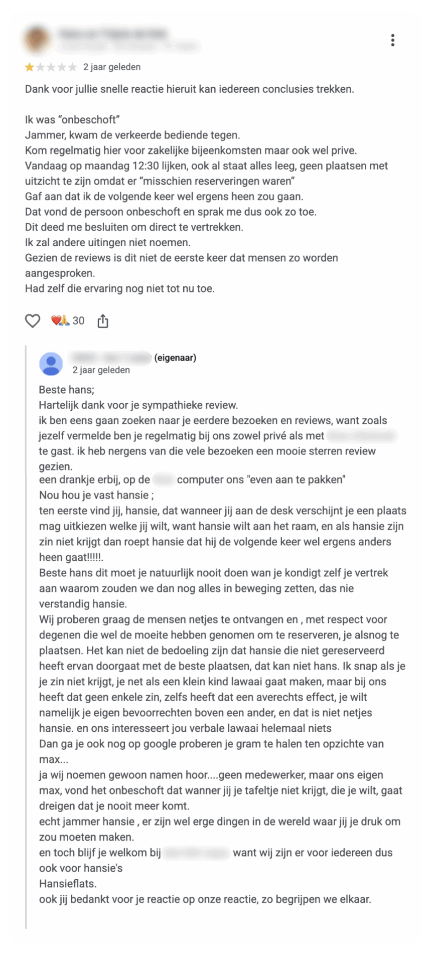 Google review - onbeschoft