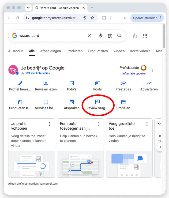 Google review vragen Google mijn bedrijf
